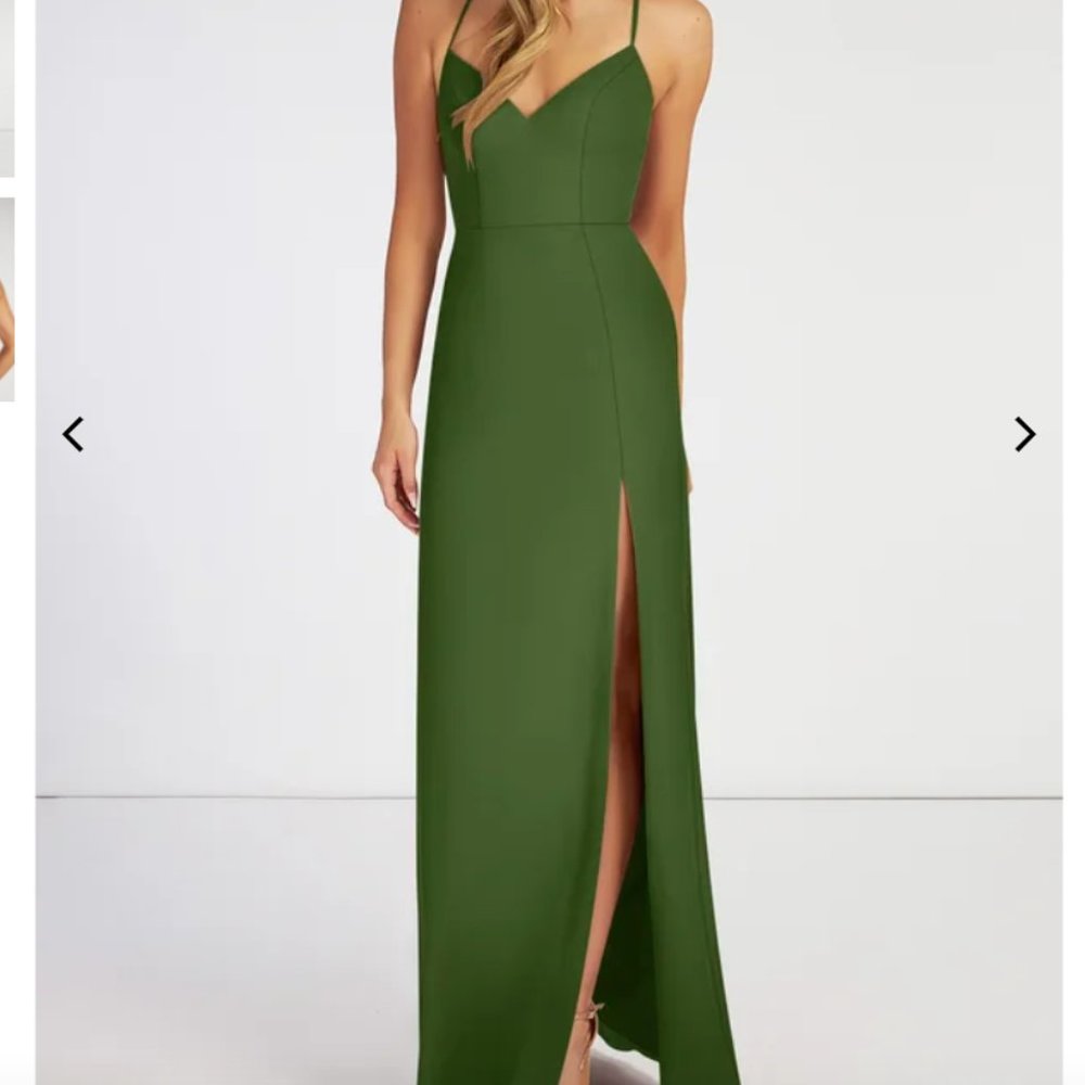 Olive Green AZAZIE Manila Bridesmaid dress